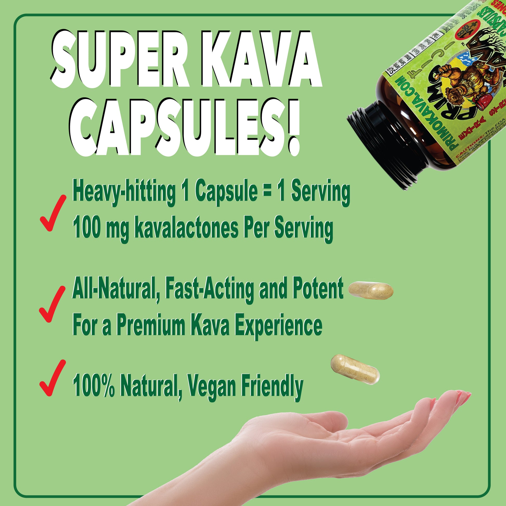 Super Kava Capsules: Extra Strength, All Natural, Fast Acting, Potent, Vegan