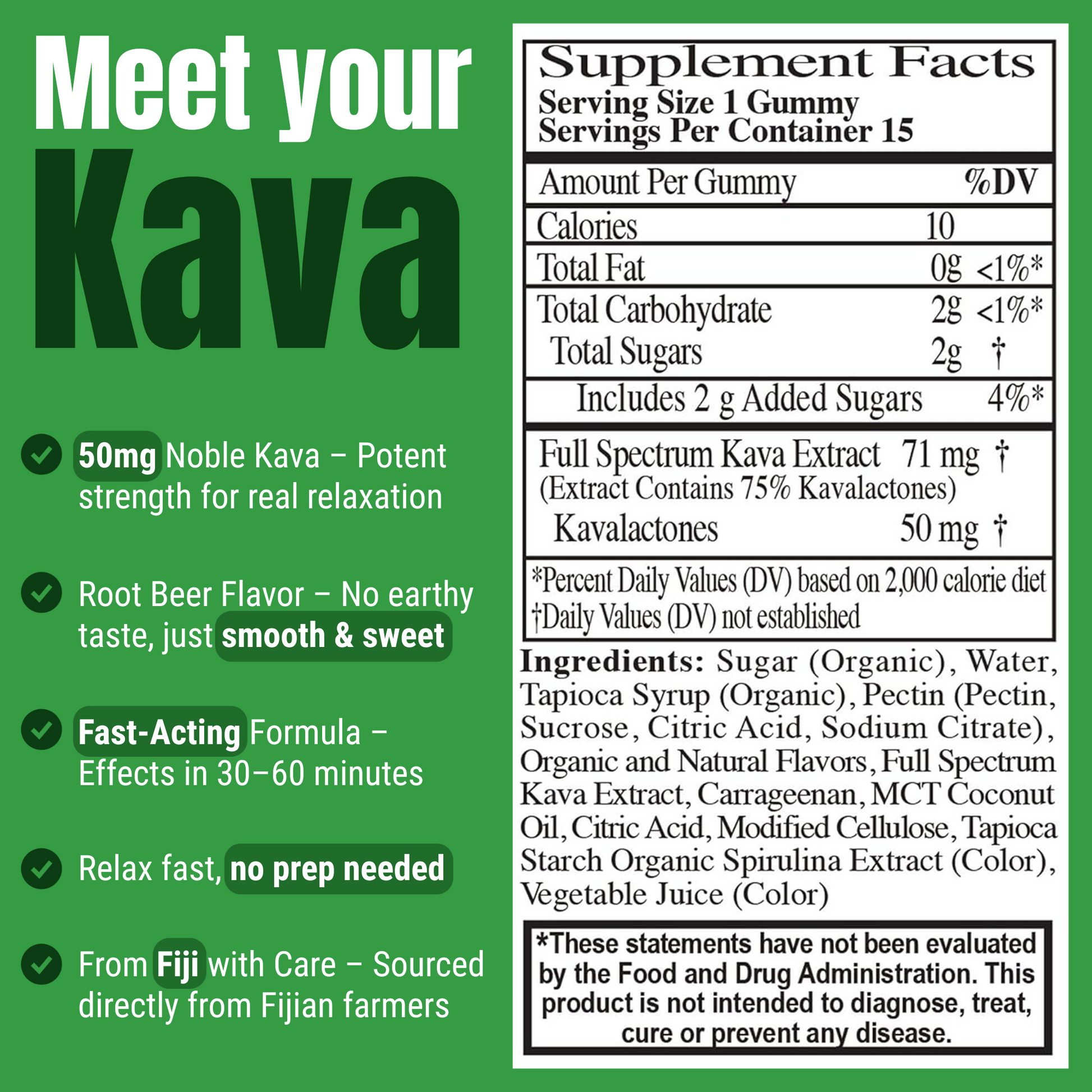 Supplement Facts for 50mg Gummies