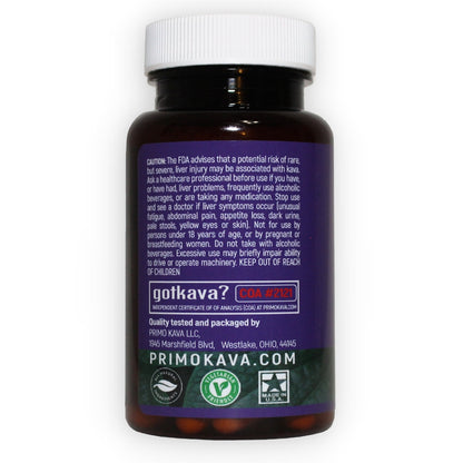 Kava Capsules | 100 mg Standardized Kavalactones per Capsule | Verified by COA | Wholesale
