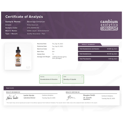 Beverage Enhance - Certificate of Analysis